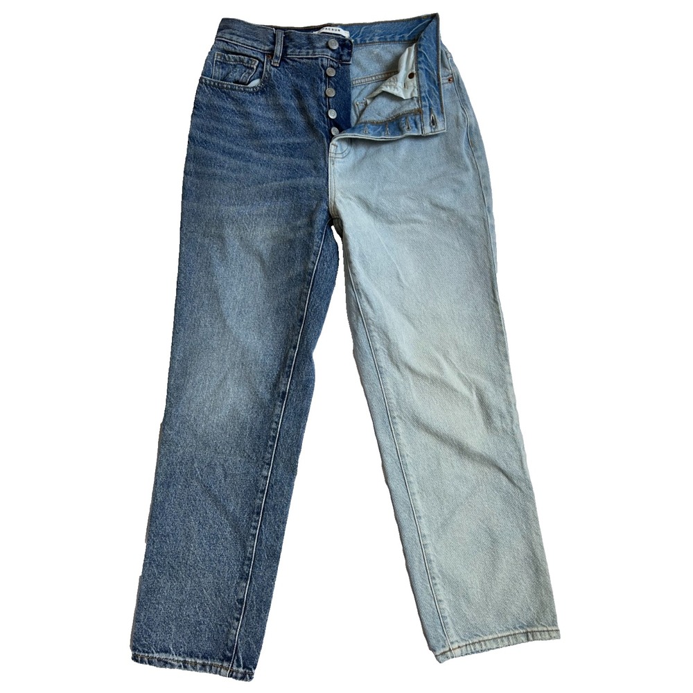 PacSun Colorblock High Rise Straight Jeans Womens 26 Two Tone Button Fly 26x26